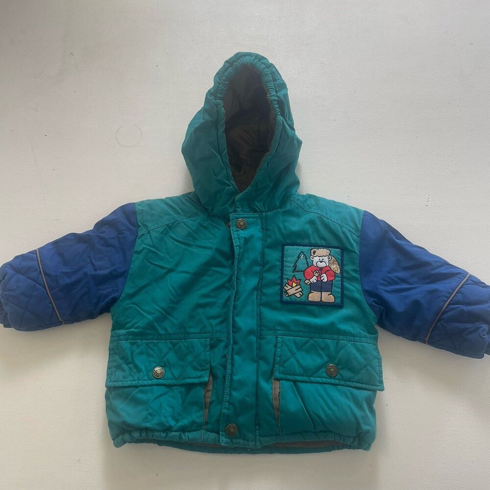 VTG Weather Tamer Kids Heavy Coat 18 Month Blue Teal Bear Hiking Camping